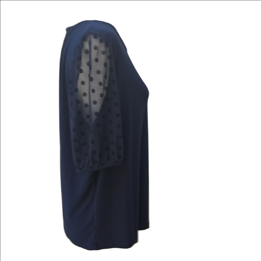 Anne Klein NAVY blue Boxy 3/4 Sleeve Top - Picture 3 of 7